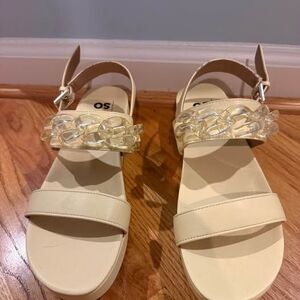 SO Platform Sandals with Clear Chain Strap Size 7.5M
